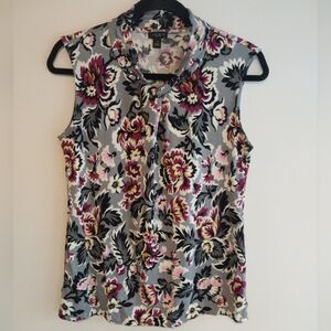 Ànn Taylor Purple & Gray Botanical Floral Sleeveless Top